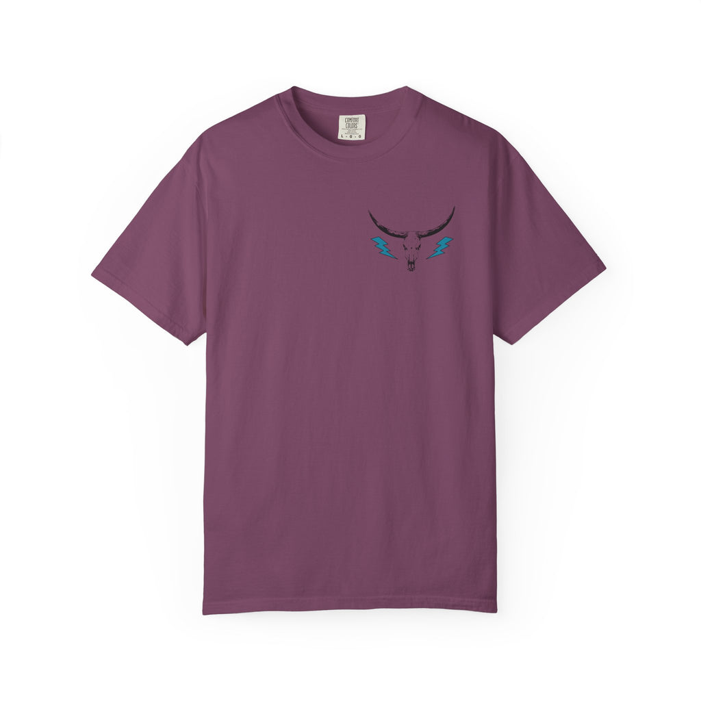 Raisin' Hell Skull Tee — Vintage Western Bull Skull T-Shirt (Front/Back)