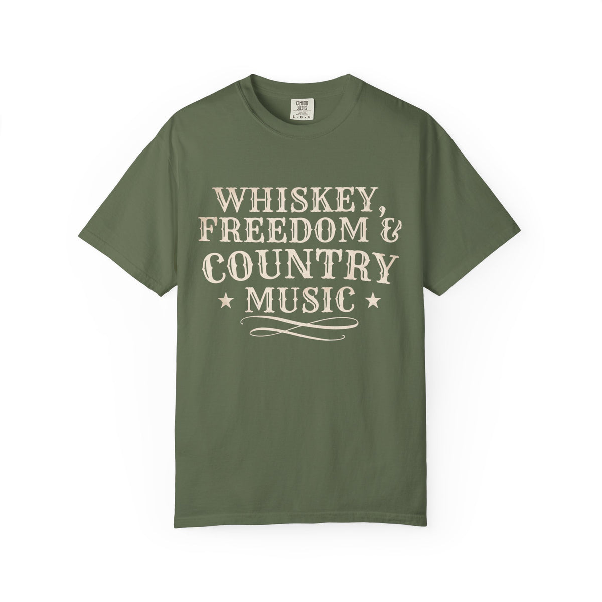Country Music Graphic T-Shirt — "Whiskey, Freedom & Country Music" Tee