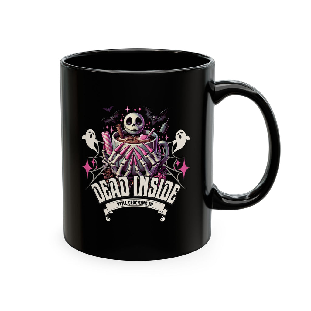 Dead Inside Ceramic Mug — Gothic Halloween Skull Coffee Cup