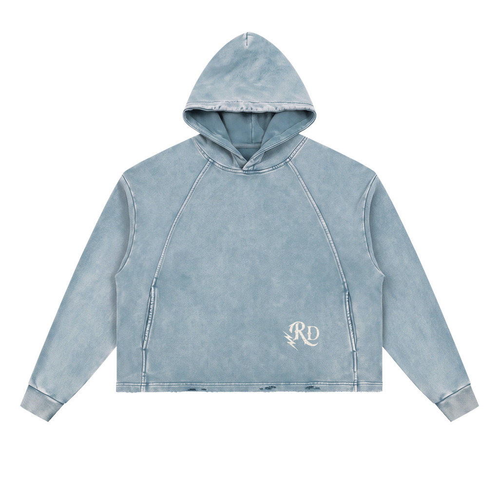 Reckless Darling Vintage Washed Frayed-Hem Hoodie