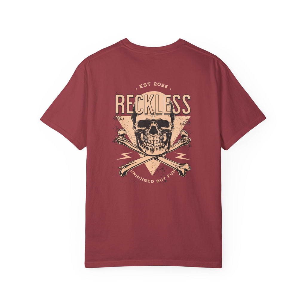 Reckless Skull Graphic T-Shirt — Vintage Skull & Crossed Lightning Tee