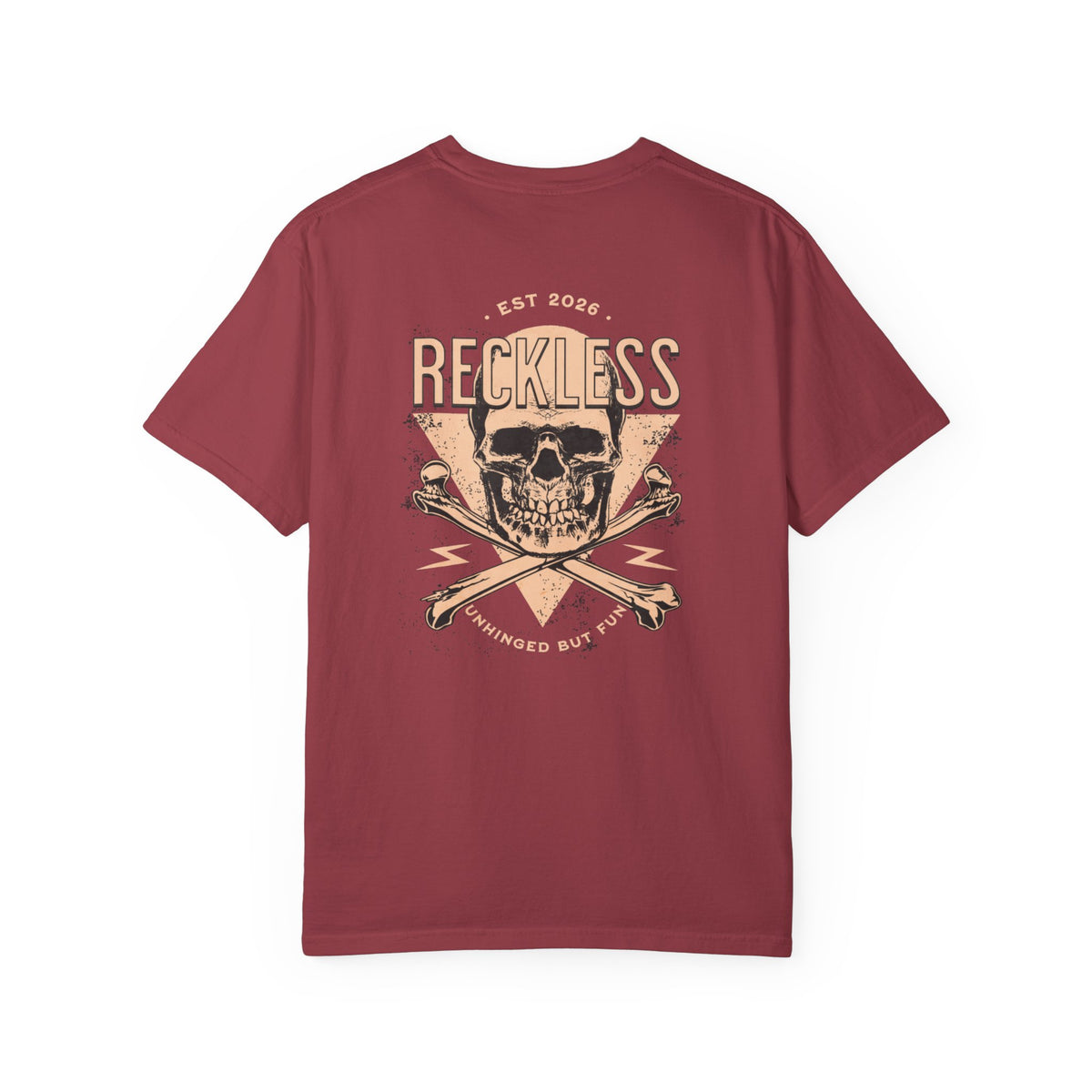 Reckless Skull Graphic T-Shirt — Vintage Skull & Crossed Lightning Tee