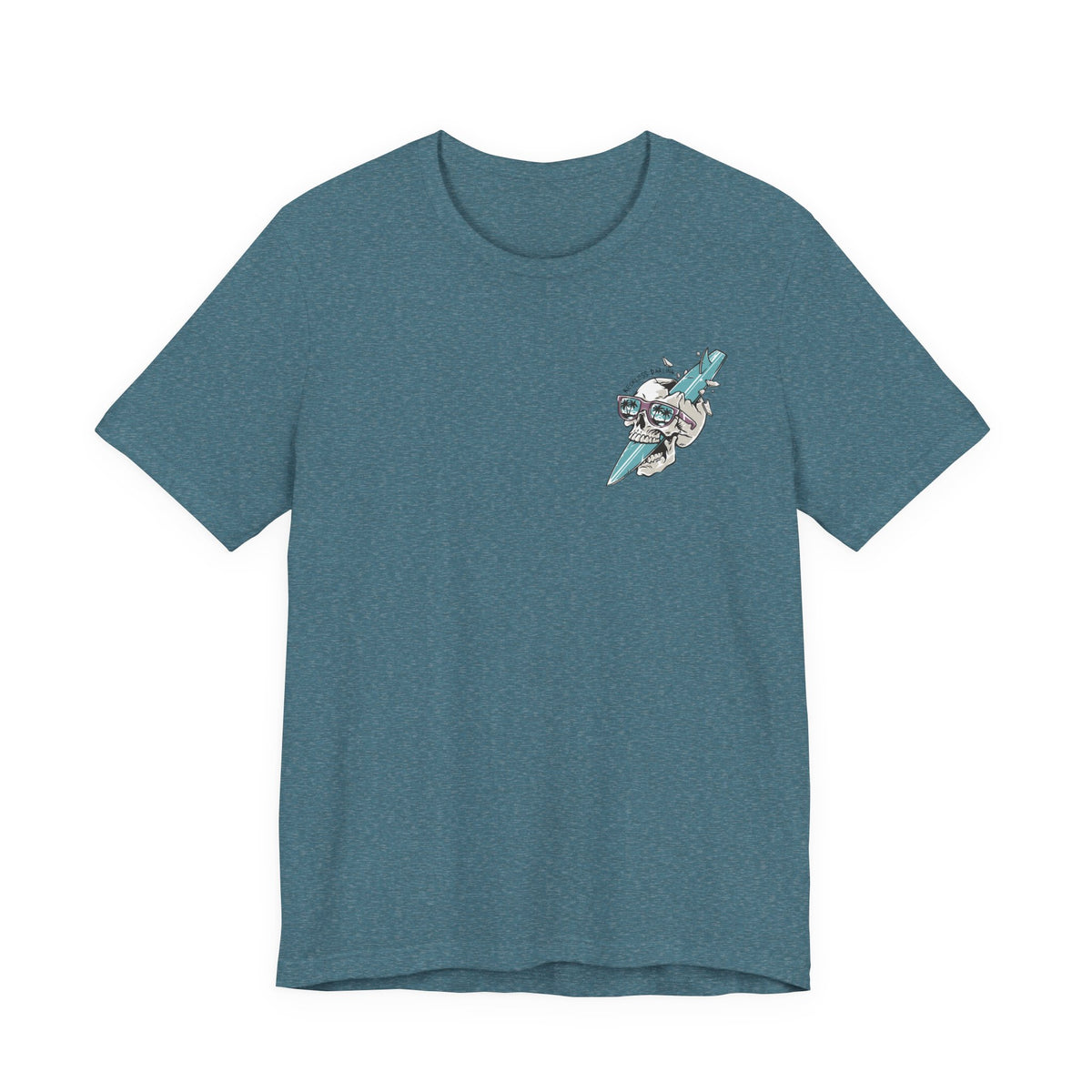 Skull Sunglasses Surfboard Tee — Retro Beach Skull Graphic T‑Shirt