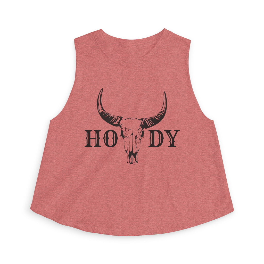 Cow Skull 'Howdy' Crop Top – Western Graphic Women's Tank