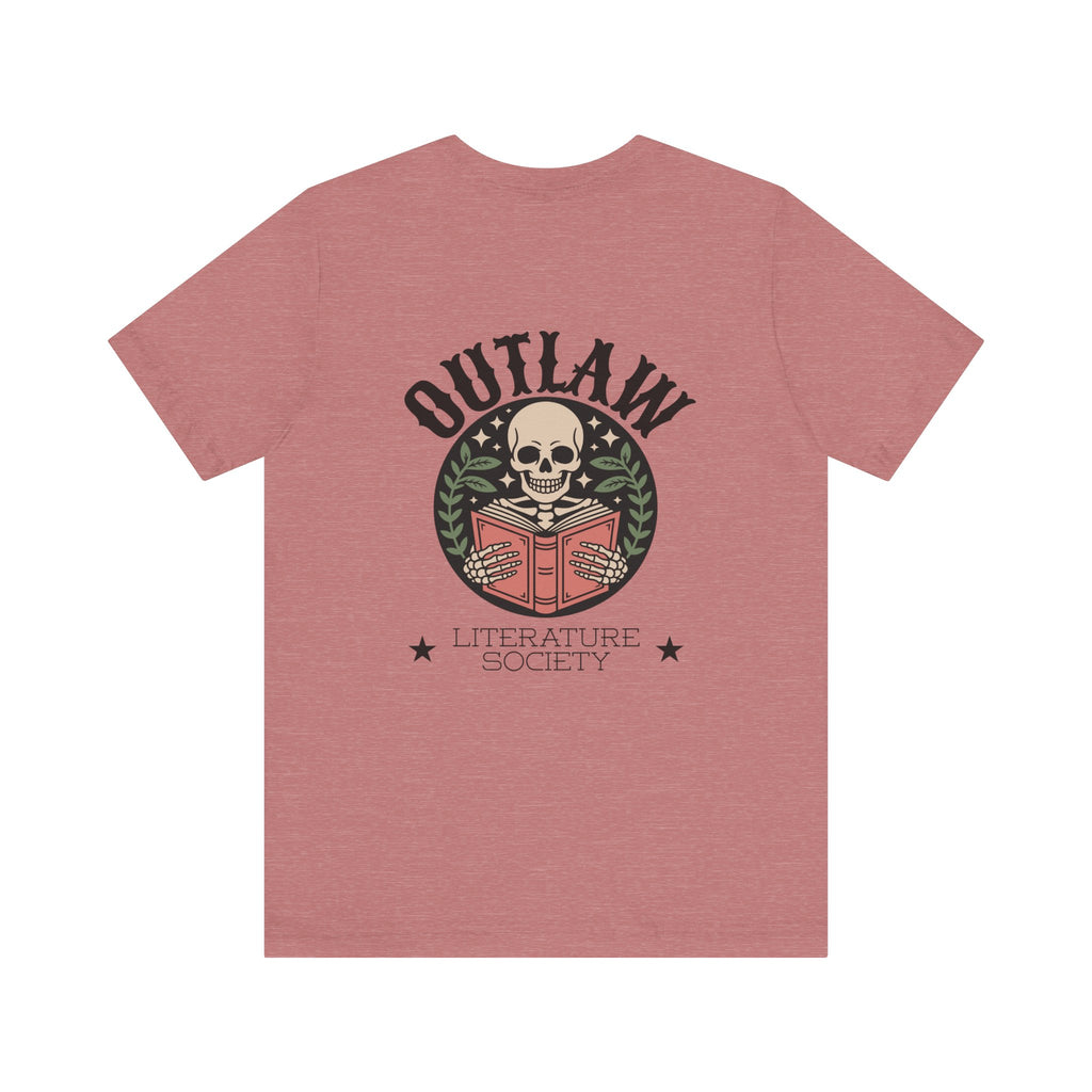 Outlaw Literature Society Tee — Skull Reading Graphic T-Shirt