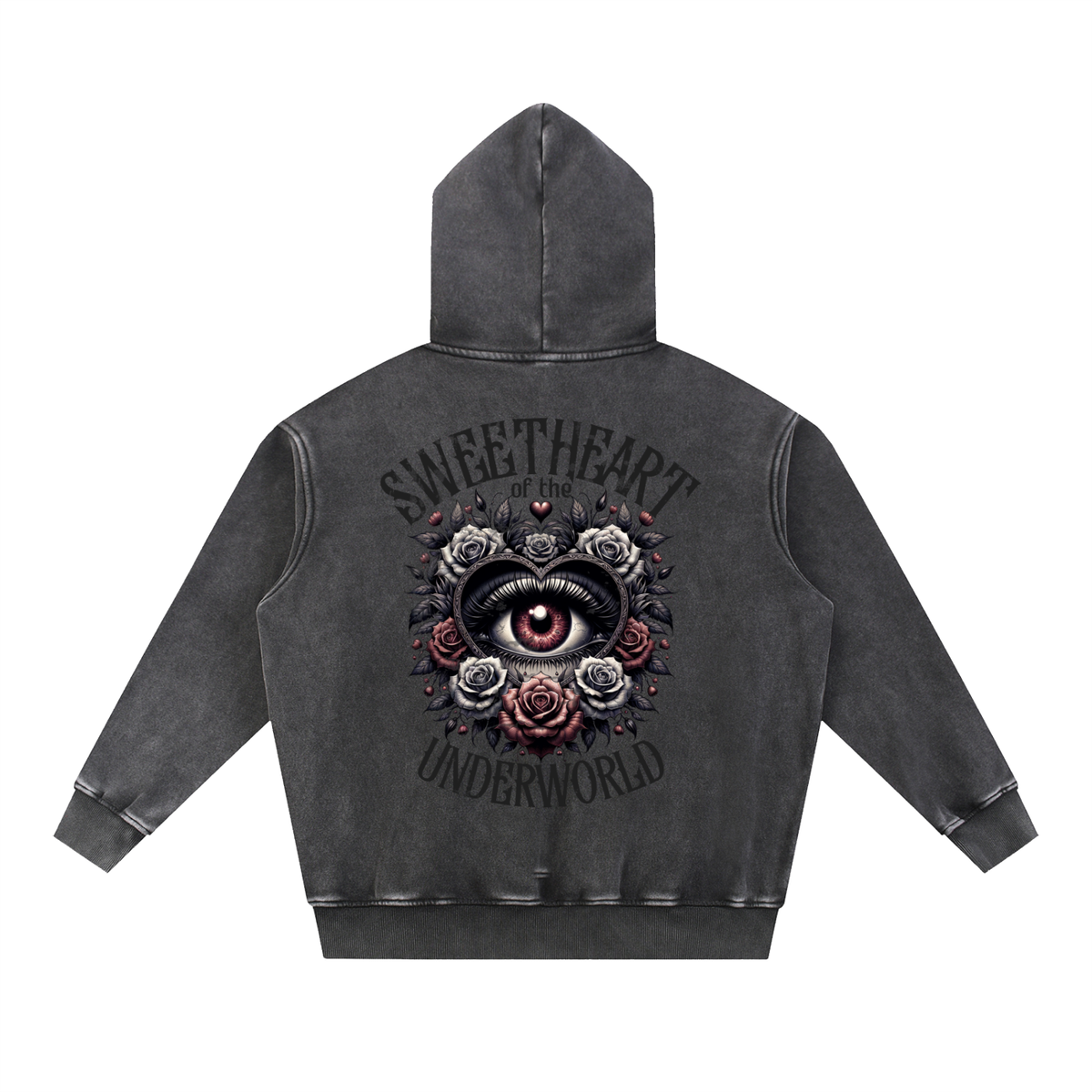 Sweetheart of the Underworld Snow Wash Fleece Oversize Hoodie