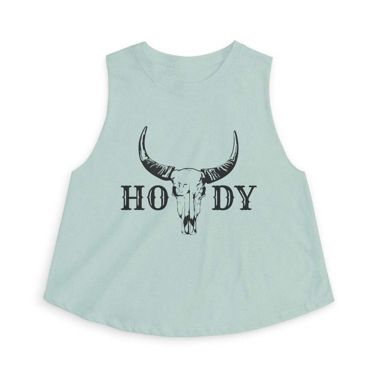 Cow Skull 'Howdy' Crop Top – Western Graphic Women's Tank