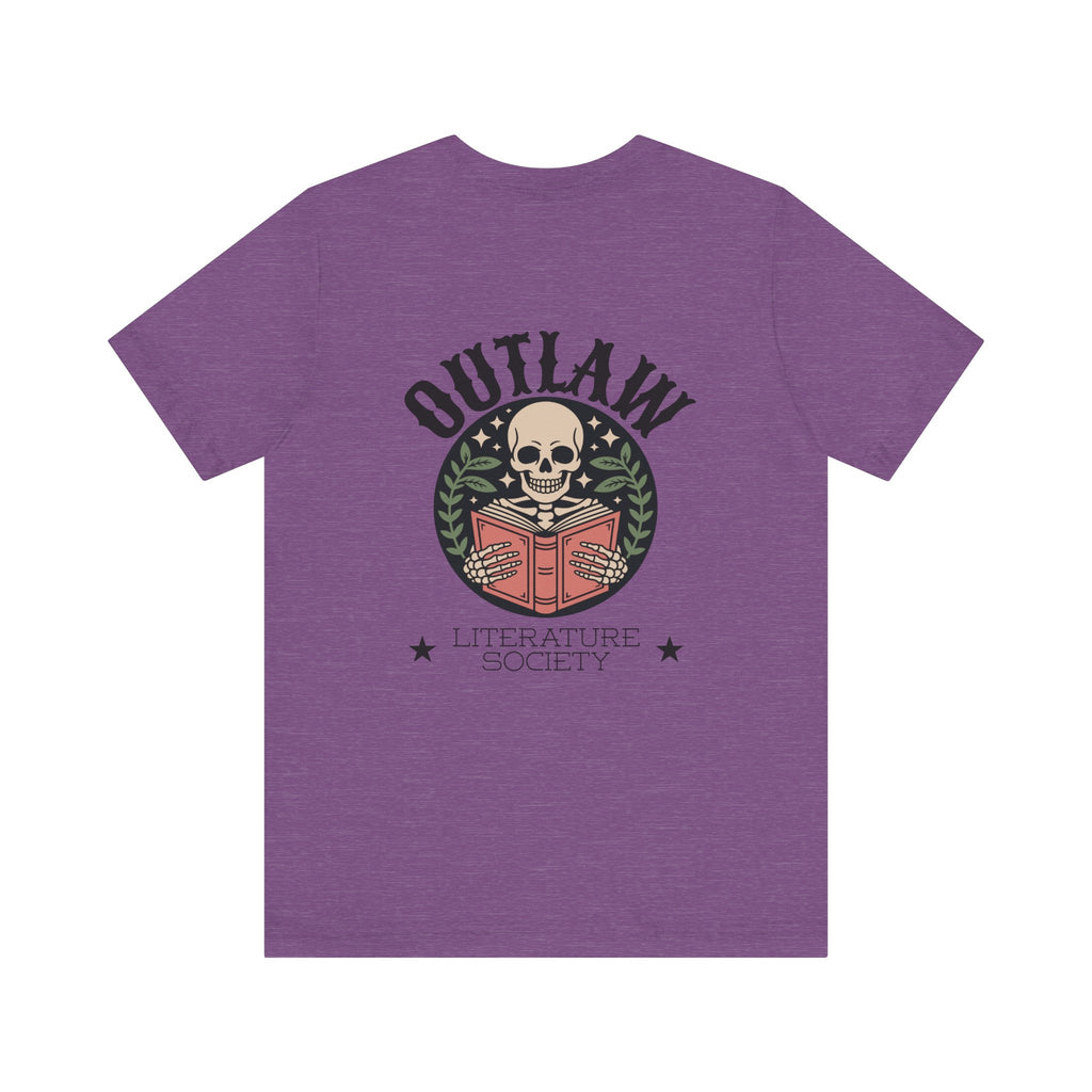 Outlaw Literature Society Tee — Skull Reading Graphic T-Shirt