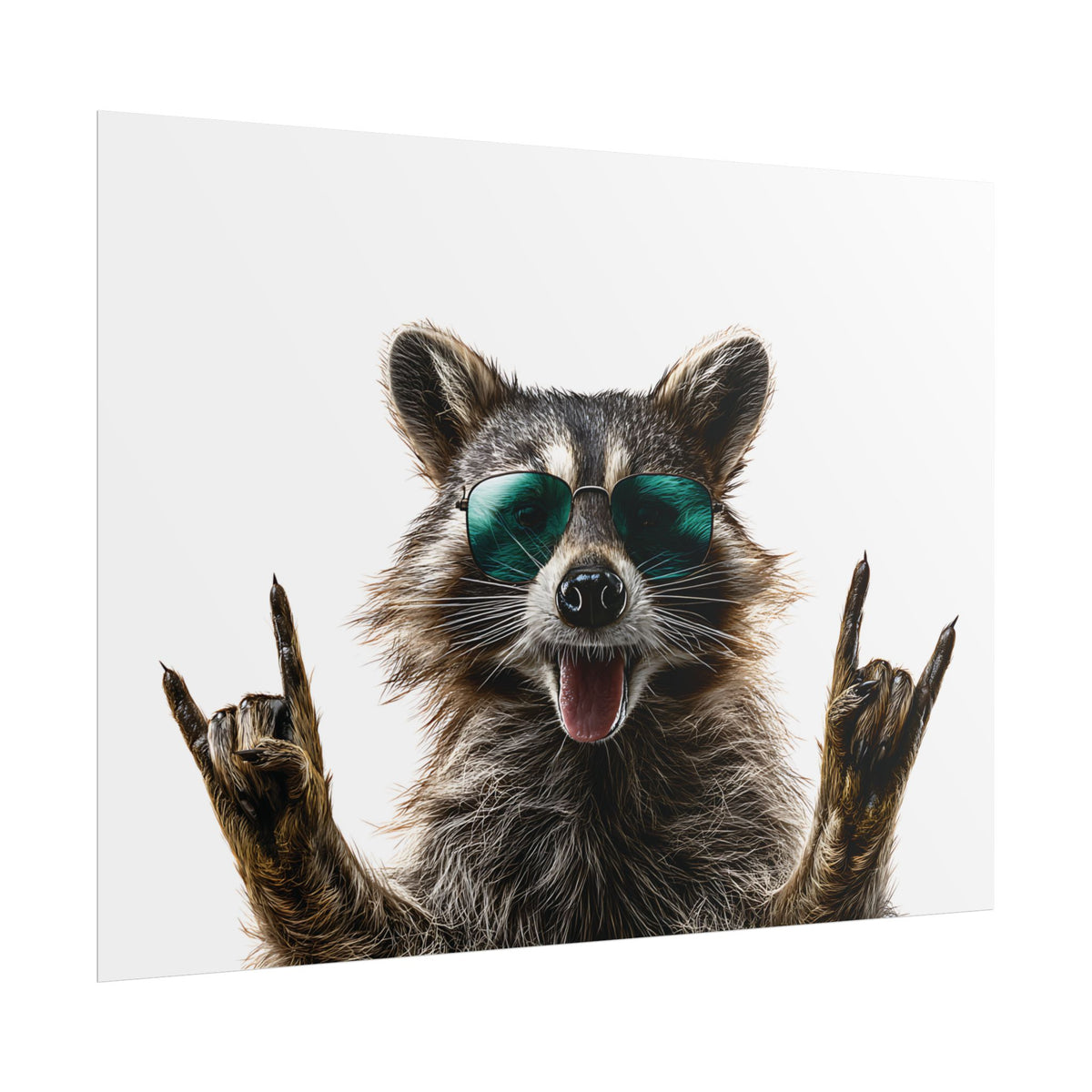 Rocker Raccoon Rolled Poster – Cool Sunglasses Animal Wall Art
