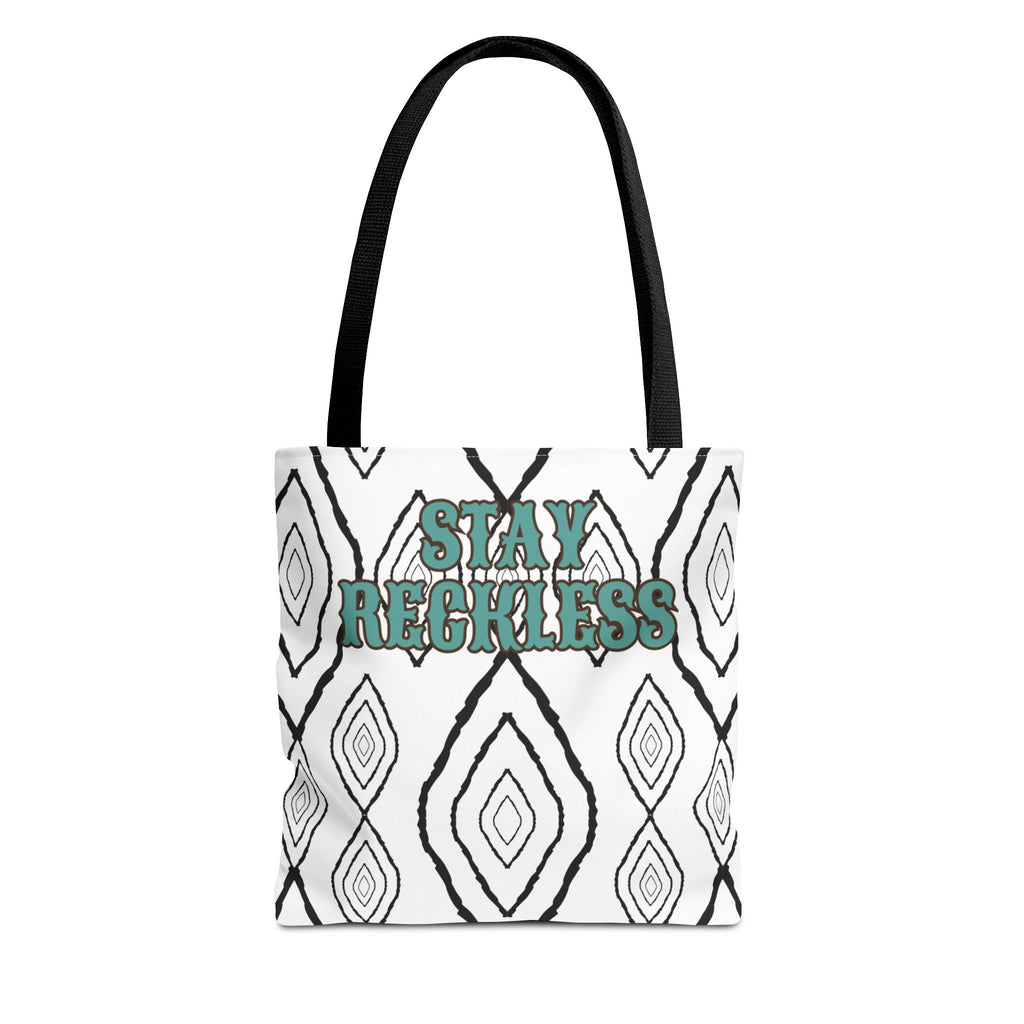 Stay Reckless Patterned Tote Bag – Bold Graphic AOP Beach & Everyday Shopper