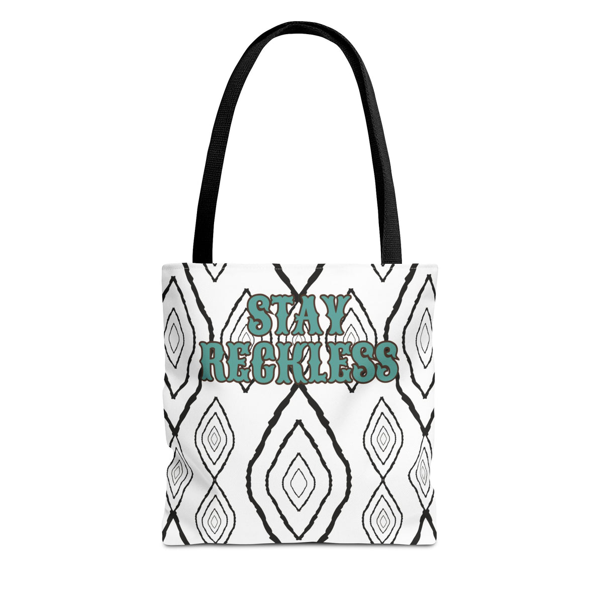 Stay Reckless Patterned Tote Bag – Bold Graphic AOP Beach & Everyday Shopper