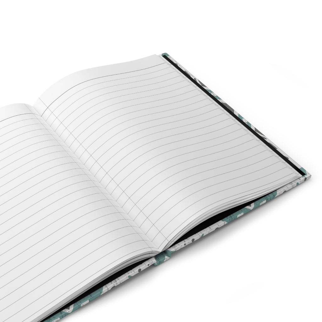 Hardcover Journal — 'Plans and Thoughts' Monogram Notebook with Teal Aztec Pattern