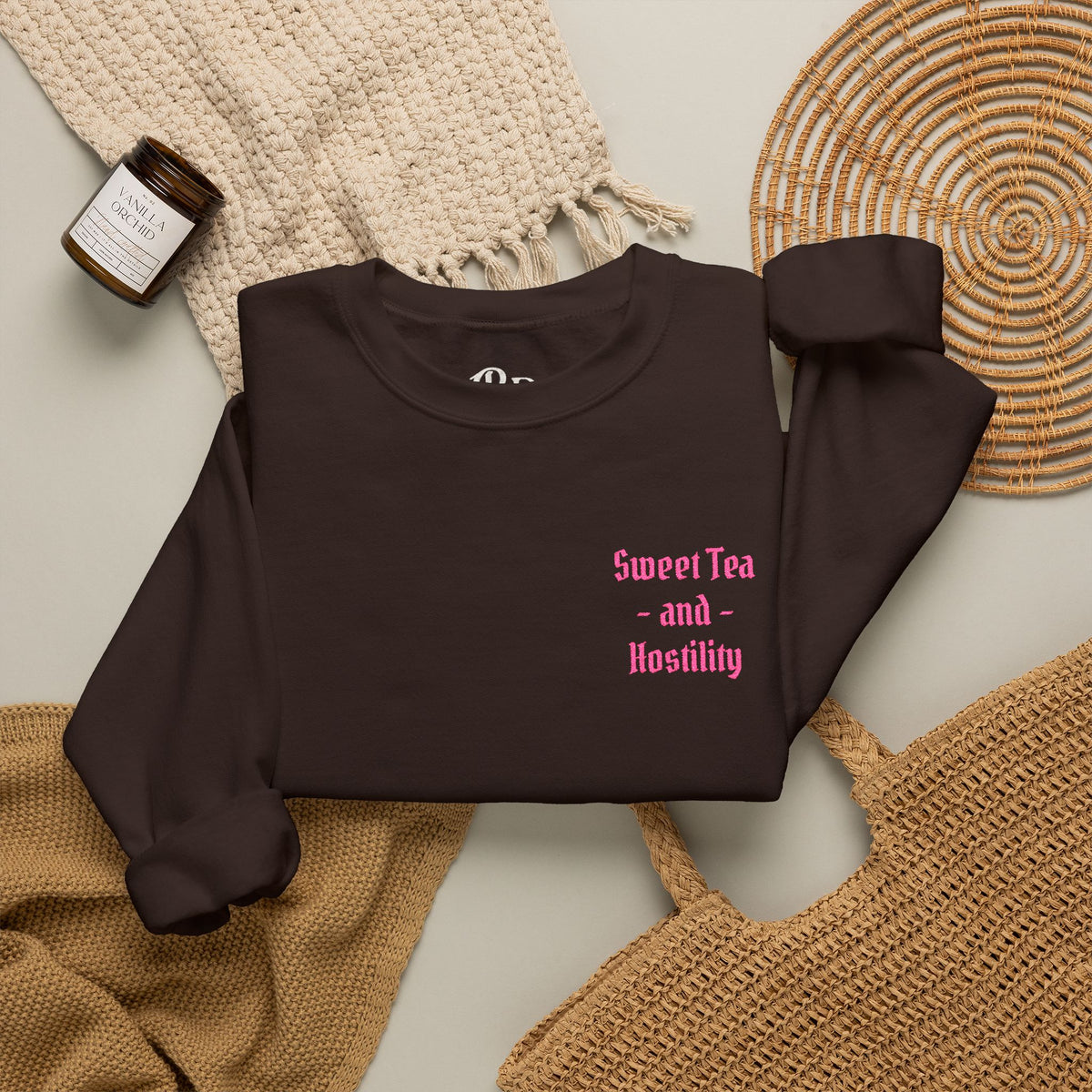 Sweet Tea & Hostility Embroidered Sweatshirt | Chocolate Brown