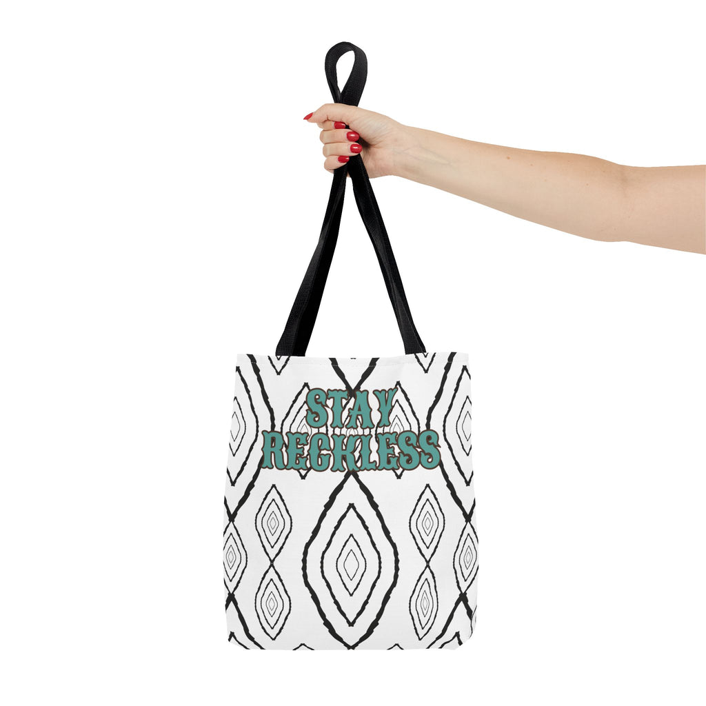 Stay Reckless Patterned Tote Bag – Bold Graphic AOP Beach & Everyday Shopper