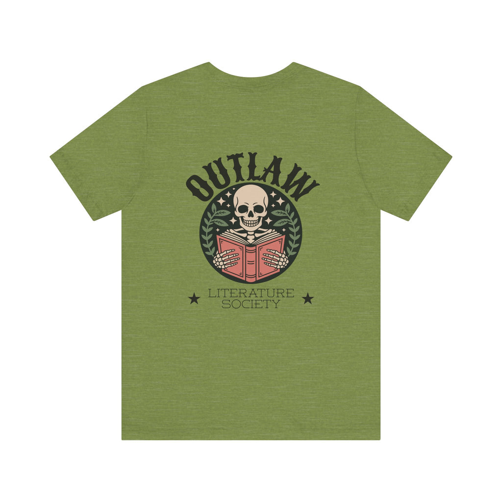 Outlaw Literature Society Tee — Skull Reading Graphic T-Shirt