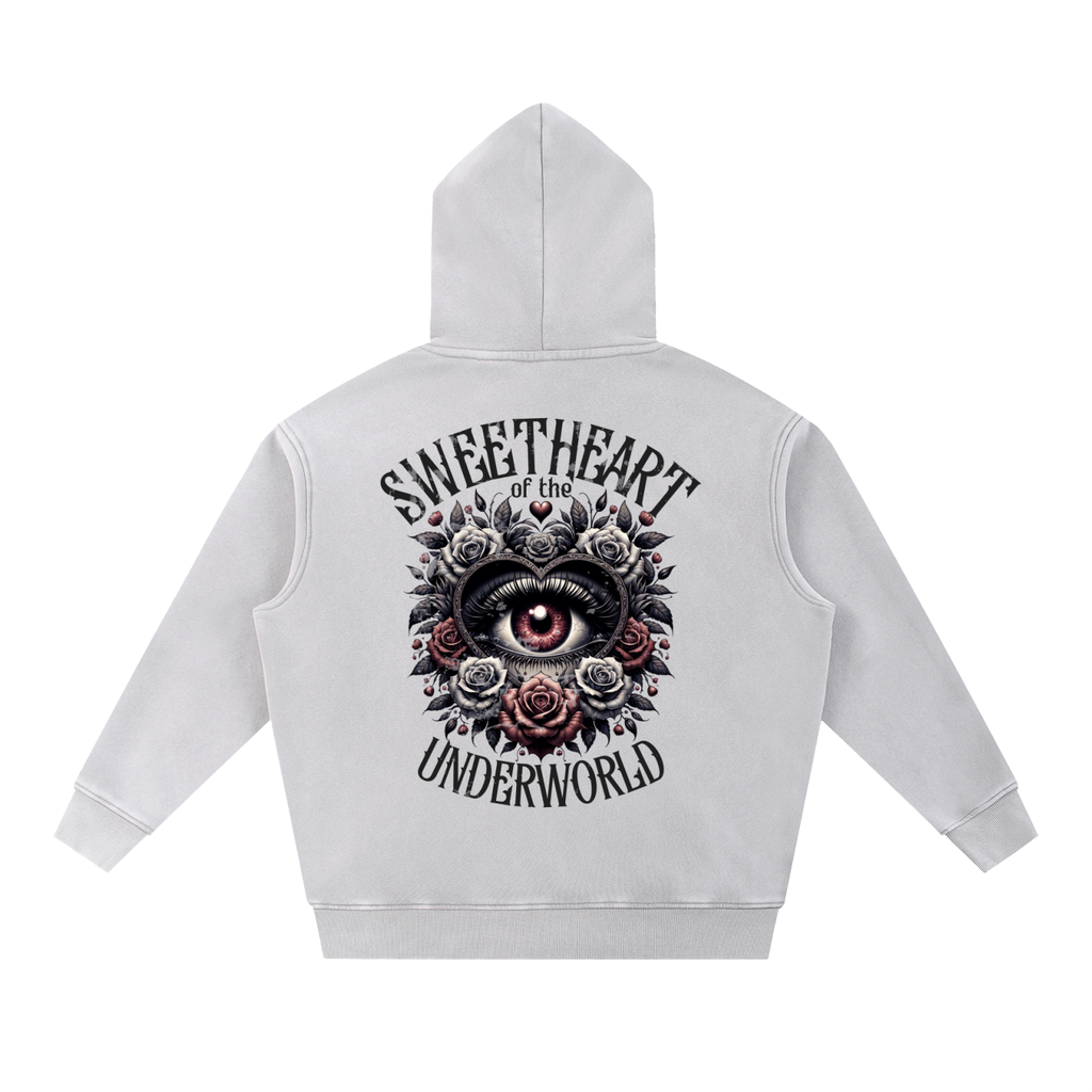 Sweetheart of the Underworld Snow Wash Fleece Oversize Hoodie