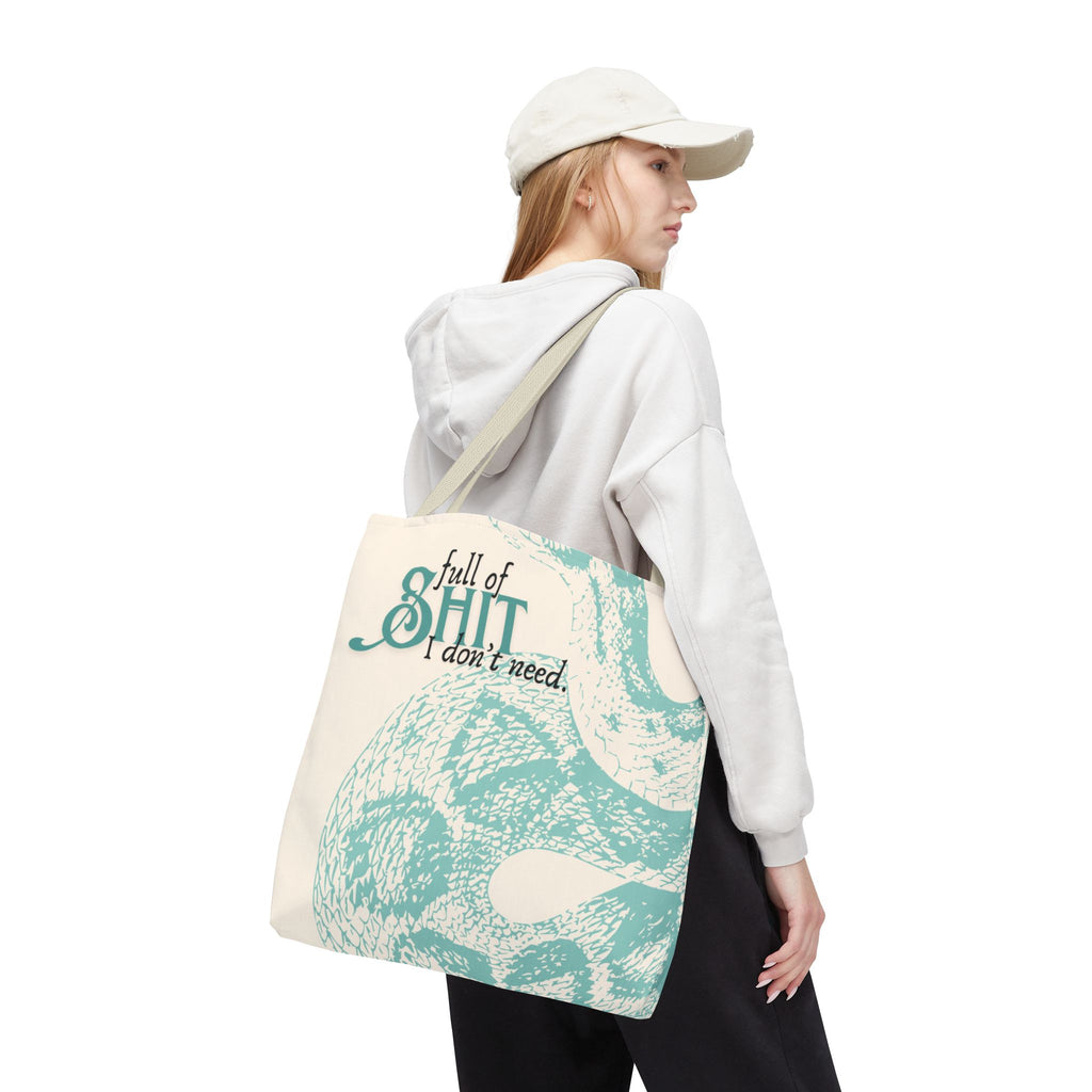 Tote Bag — "Full of Shit I Don't Need" Vintage Snake Graphic Tote