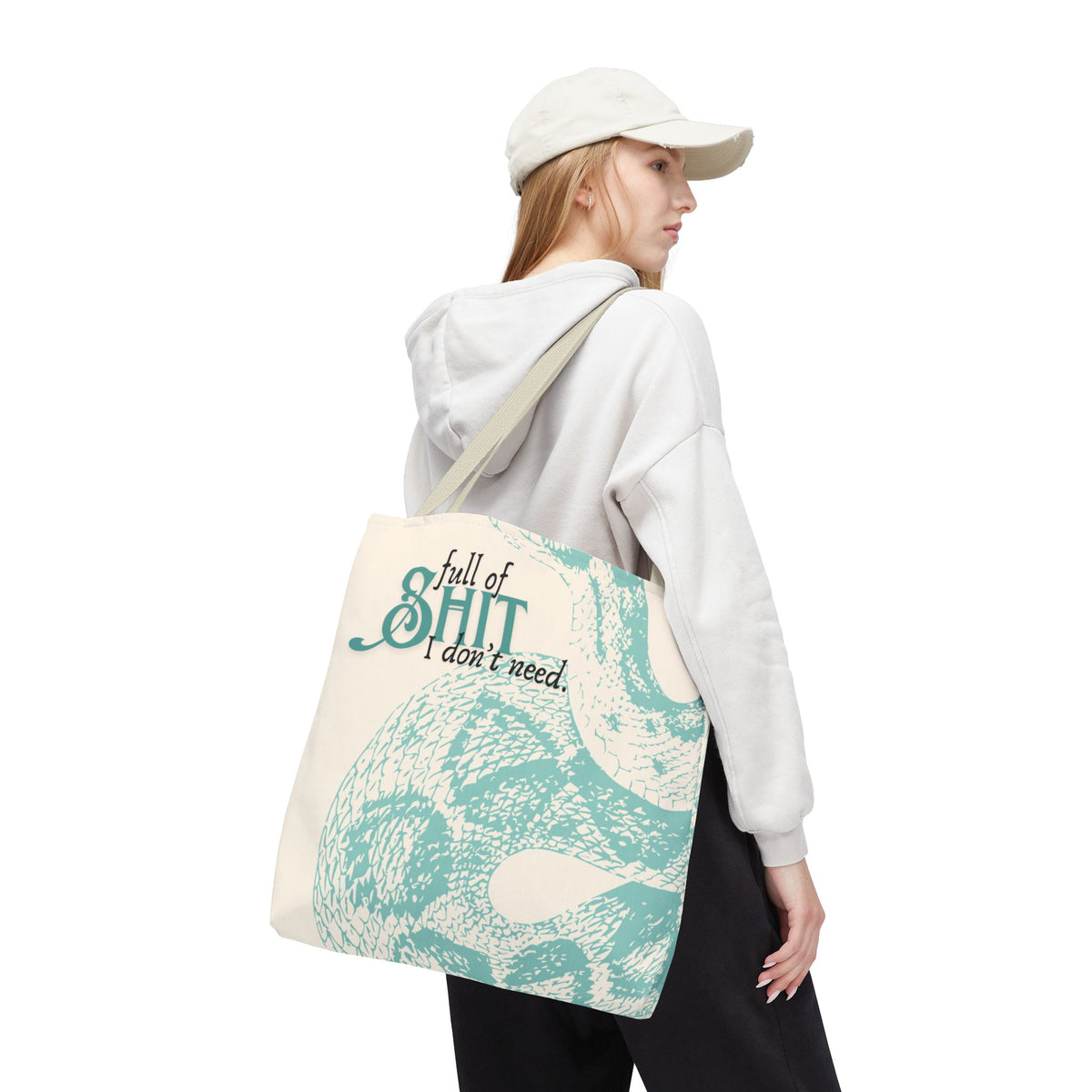 Tote Bag — "Full of Shit I Don't Need" Vintage Snake Graphic Tote