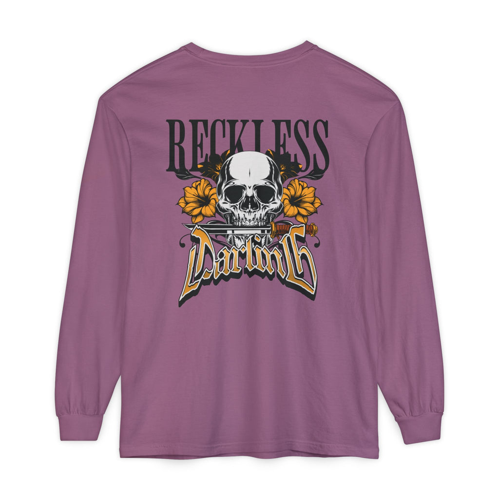 Reckless Darling Long Sleeve Shirt — Skull & Sunflower Graphic
