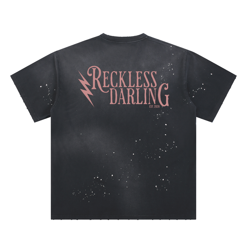 Reckless Darling Signature Hand-Frayed Sunfade Paint Splatter T-Shirt