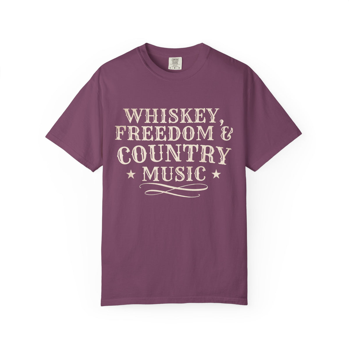 Country Music Graphic T-Shirt — "Whiskey, Freedom & Country Music" Tee