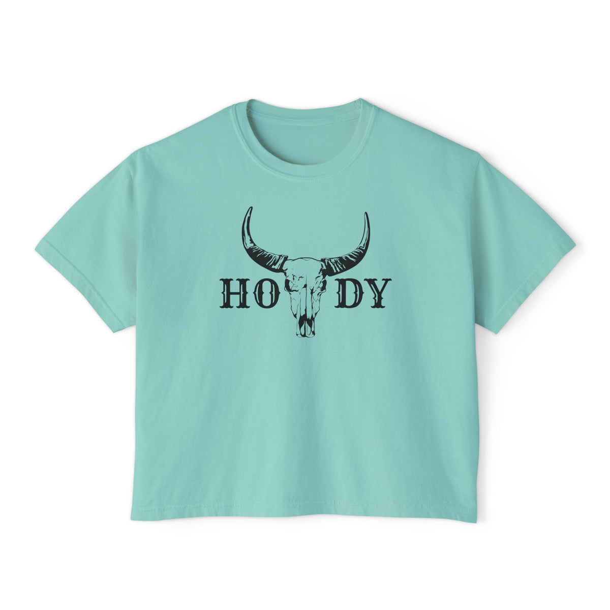 Howdy Skull Crop Tee — Women's Western Boxy T‑Shirt
