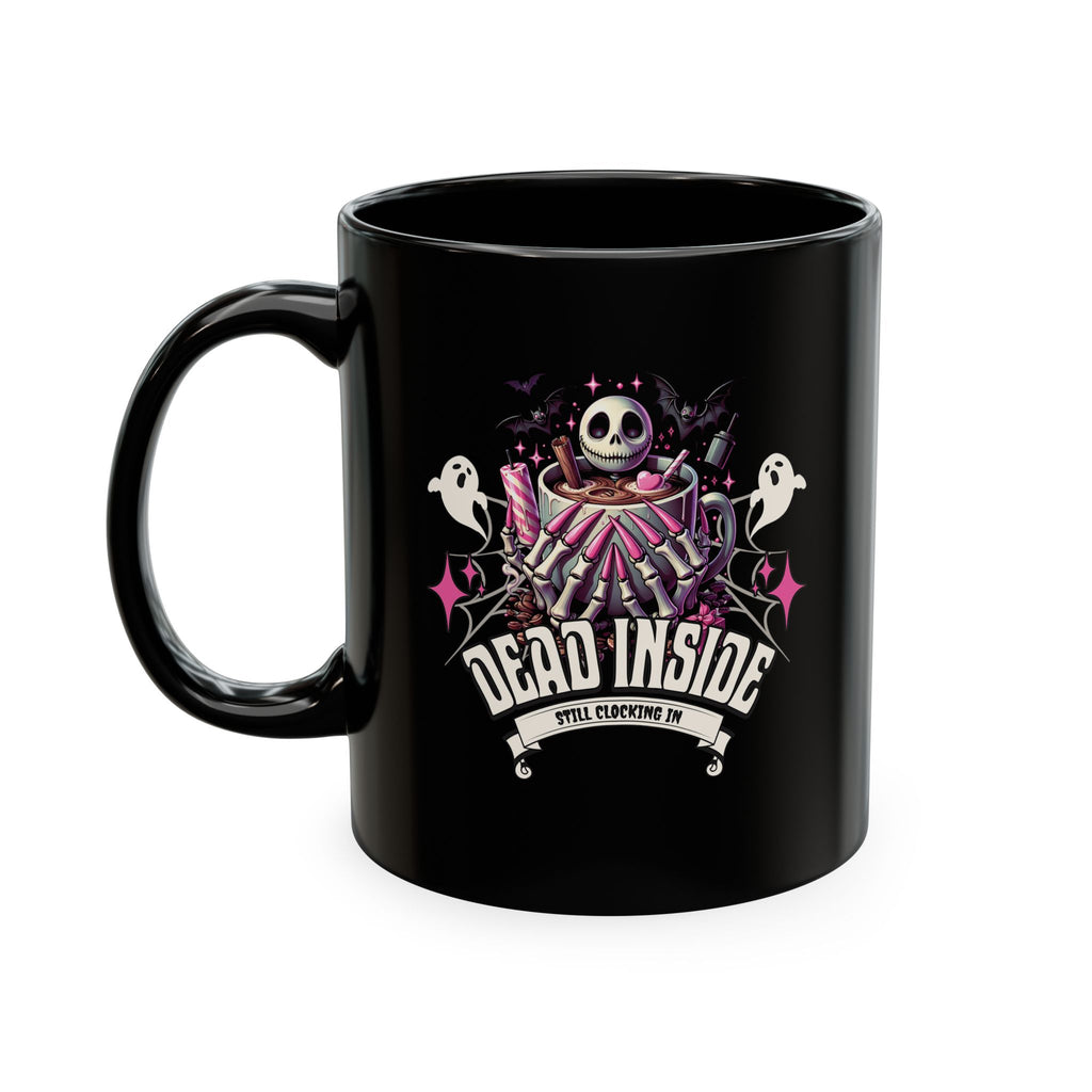 Dead Inside Ceramic Mug — Gothic Halloween Skull Coffee Cup