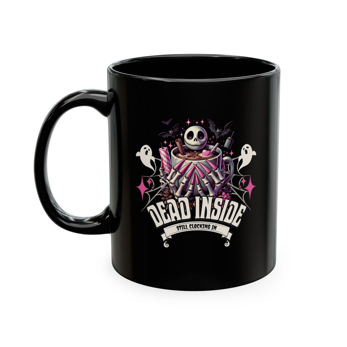 Dead Inside Ceramic Mug — Gothic Halloween Skull Coffee Cup