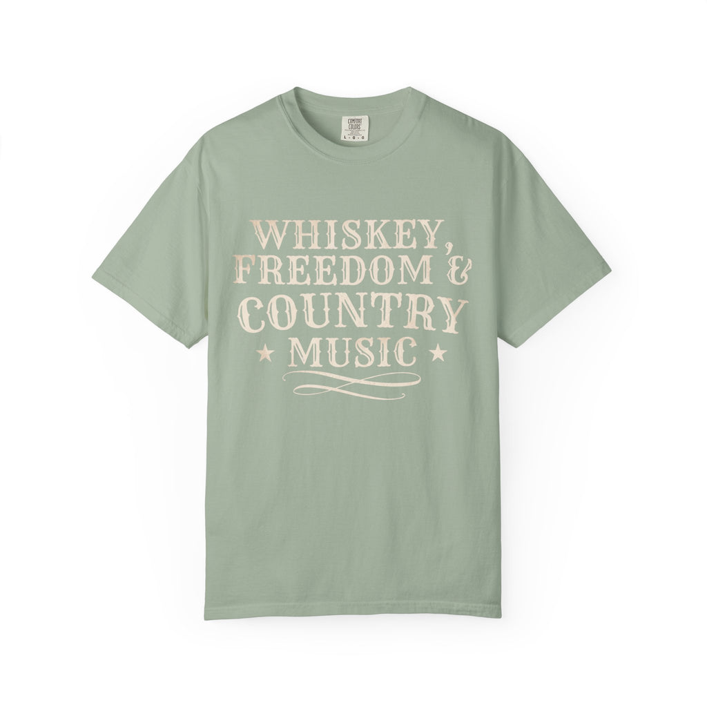 Country Music Graphic T-Shirt — "Whiskey, Freedom & Country Music" Tee