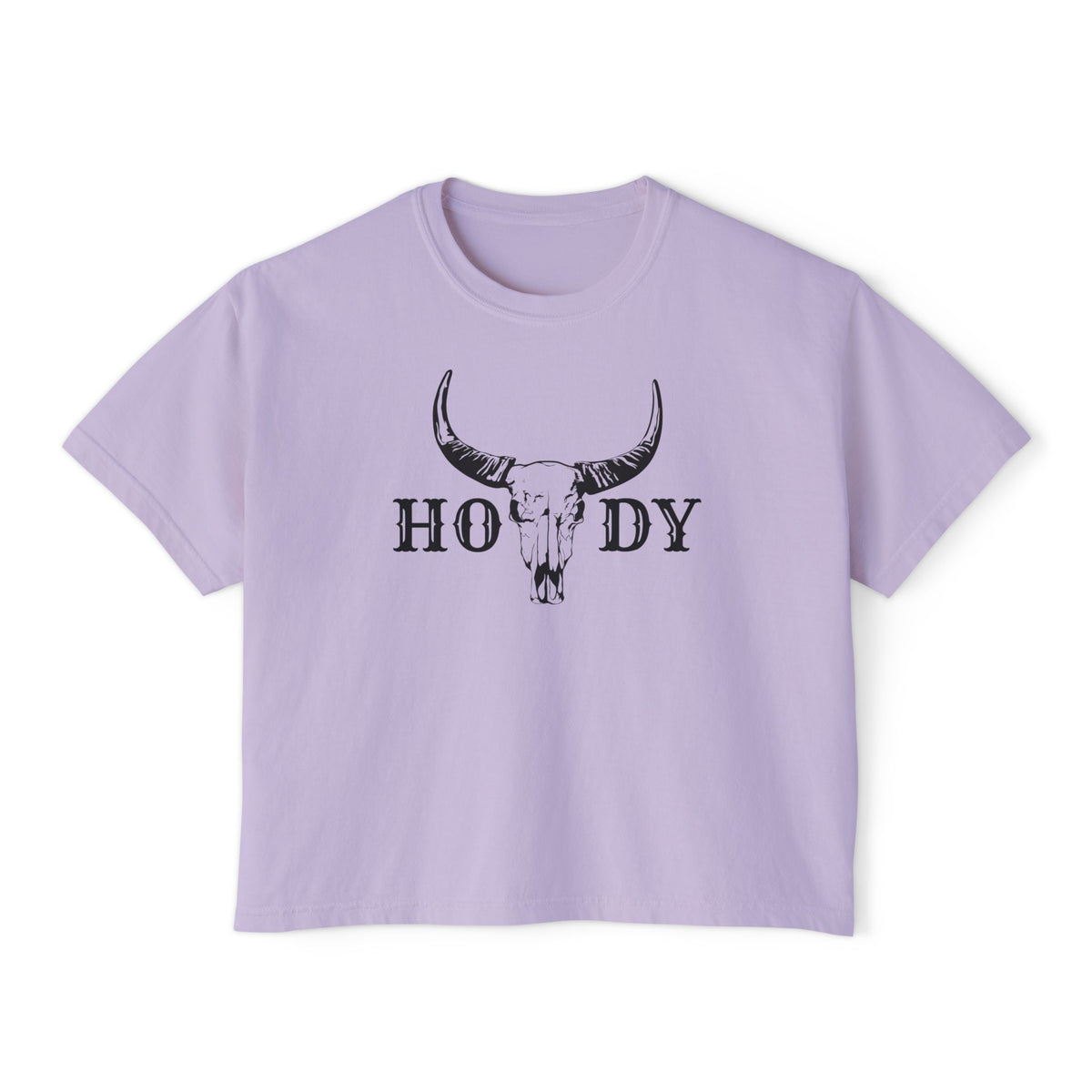 Howdy Skull Crop Tee — Women's Western Boxy T‑Shirt