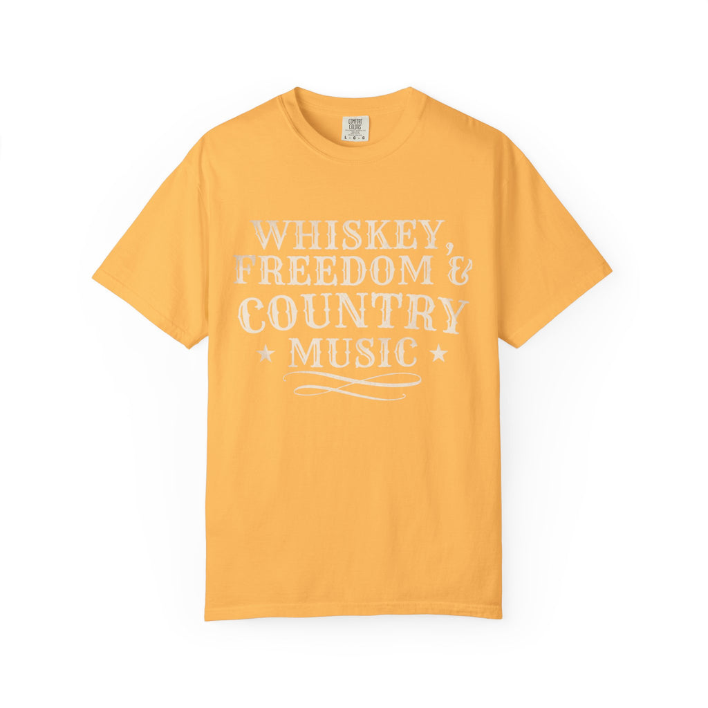 Country Music Graphic T-Shirt — "Whiskey, Freedom & Country Music" Tee