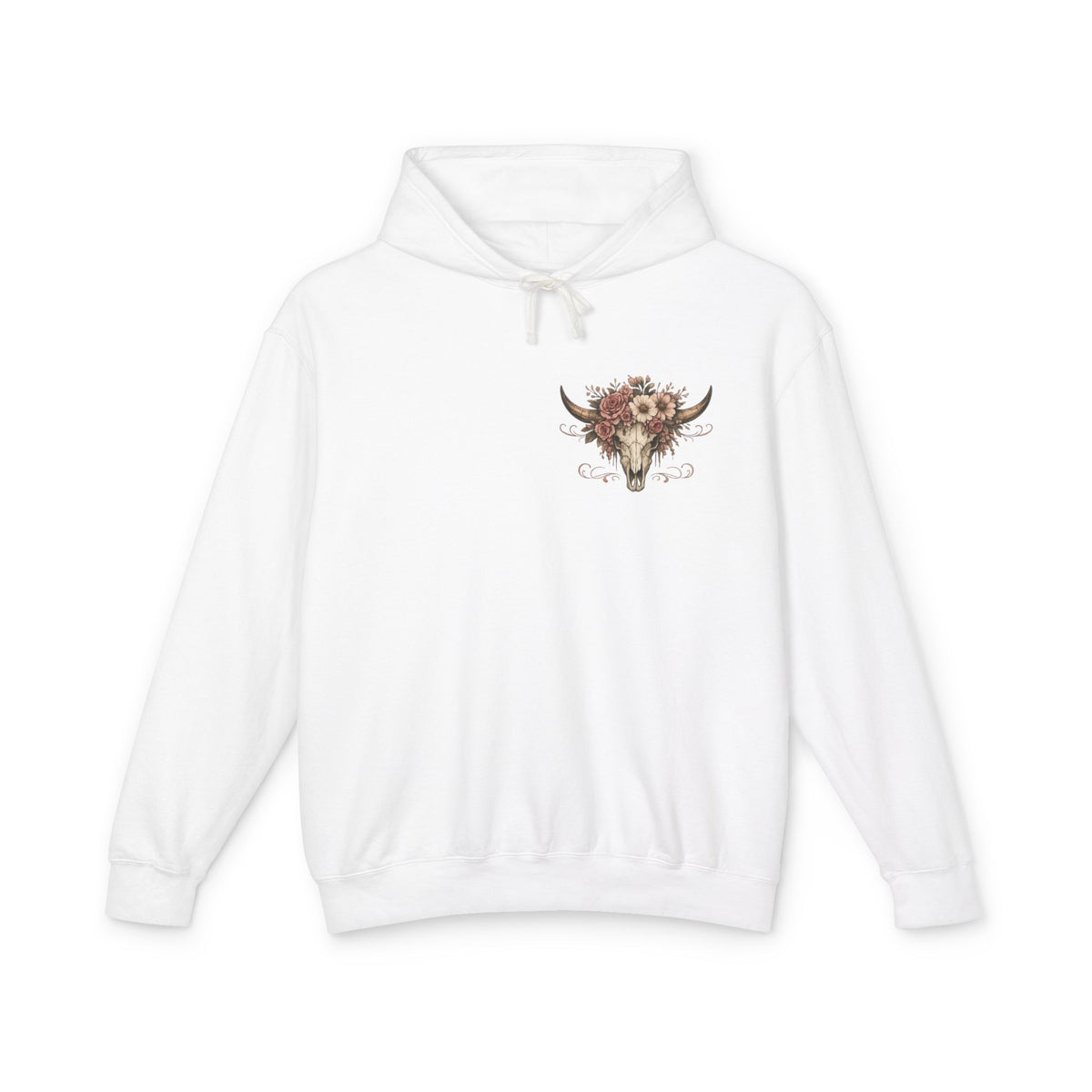 Pretty But Feral Bull Skull Hoodie — Floral Western Graphic Hoodie