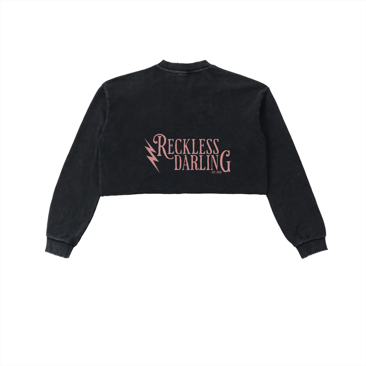 Snow Washed Raw Edge Cropped Sweatshirt