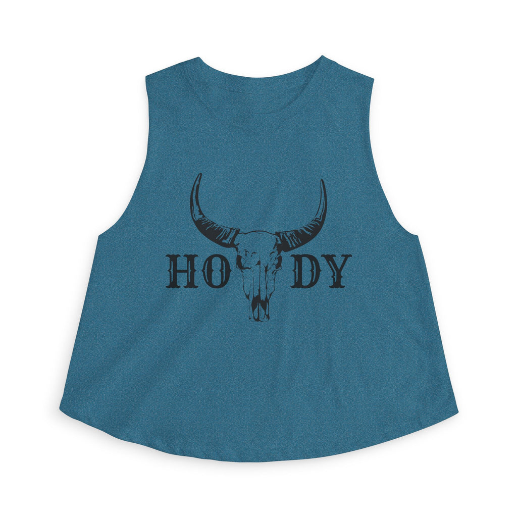 Cow Skull 'Howdy' Crop Top – Western Graphic Women's Tank