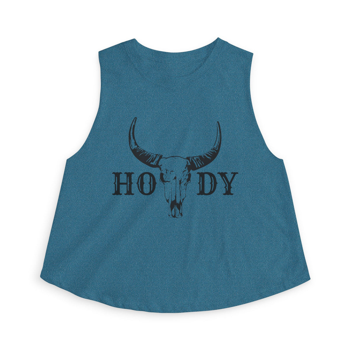 Cow Skull 'Howdy' Crop Top – Western Graphic Women's Tank