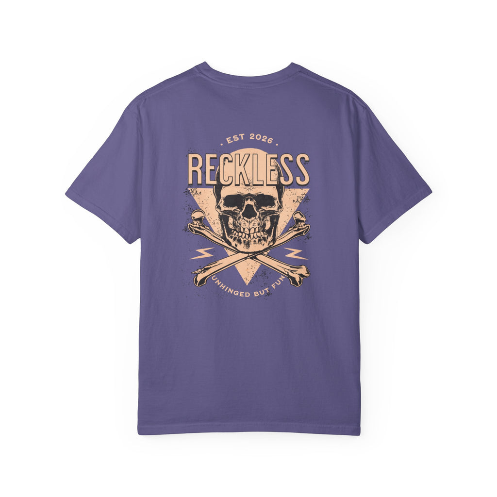 Reckless Skull Graphic T-Shirt — Vintage Skull & Crossed Lightning Tee