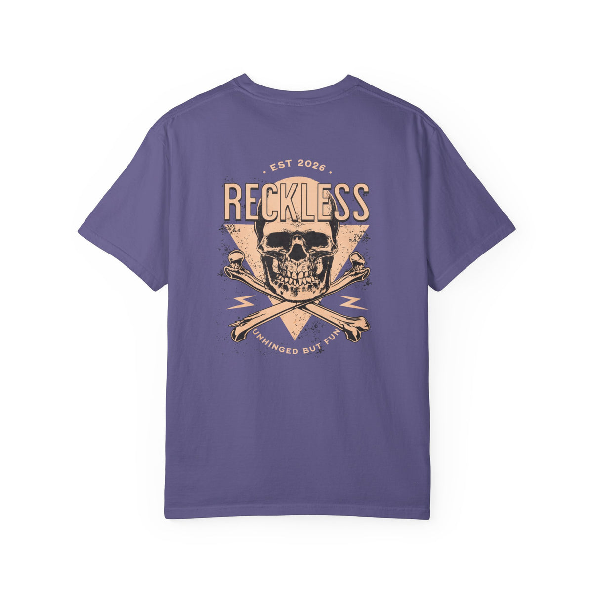 Reckless Skull Graphic T-Shirt — Vintage Skull & Crossed Lightning Tee
