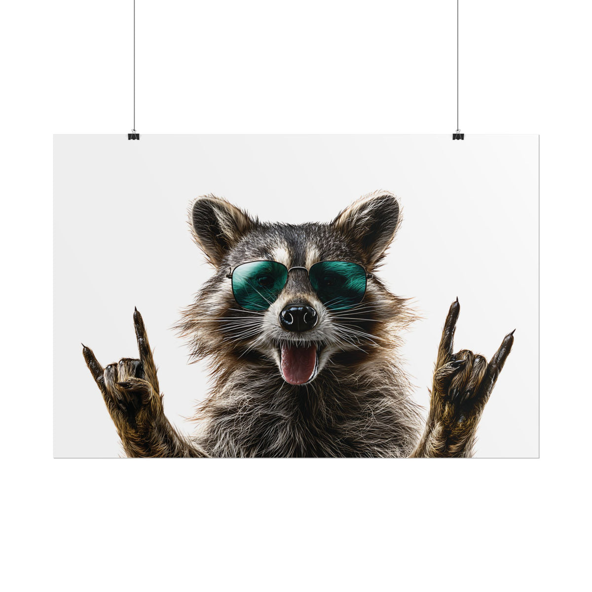 Rocker Raccoon Rolled Poster – Cool Sunglasses Animal Wall Art