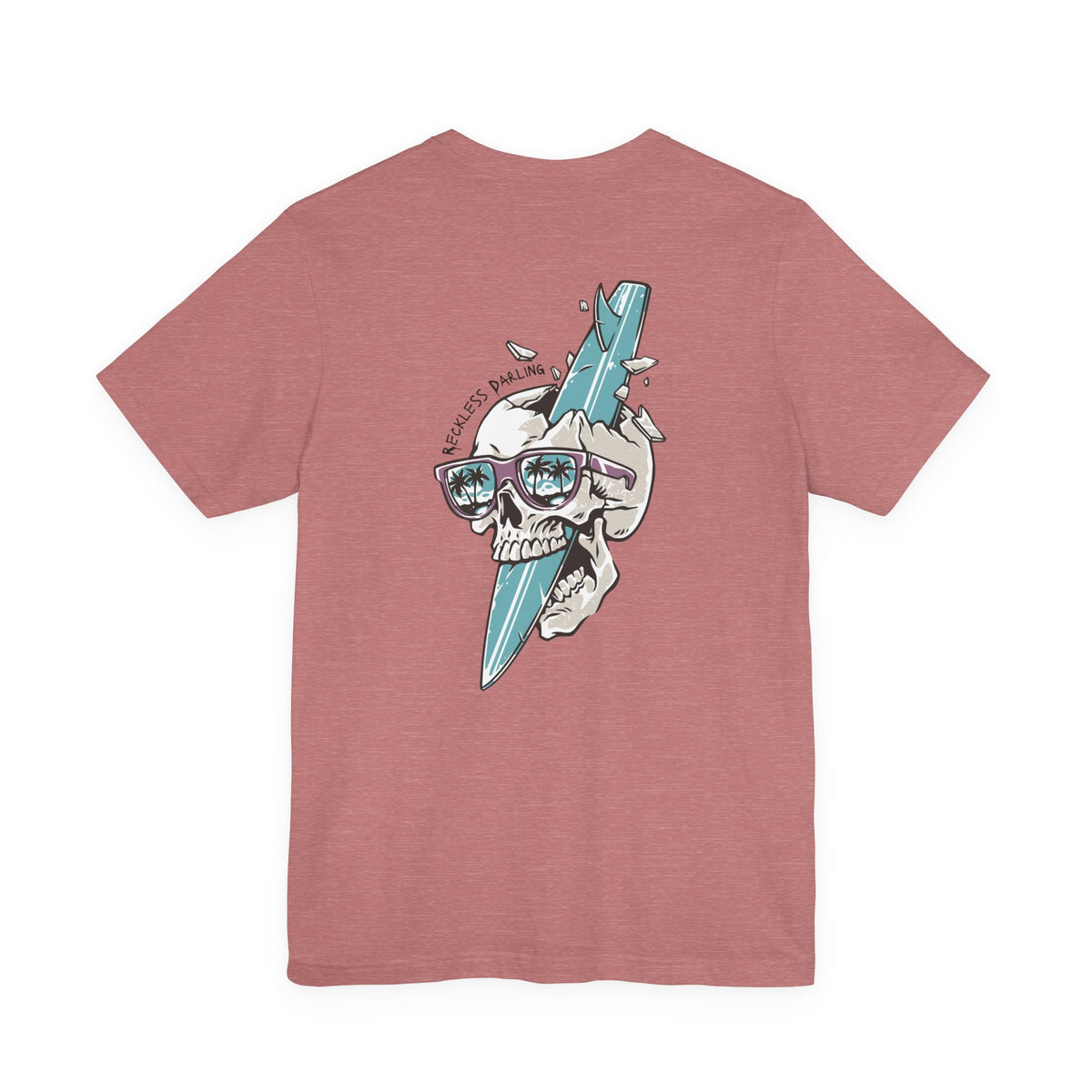 Skull Sunglasses Surfboard Tee — Retro Beach Skull Graphic T‑Shirt