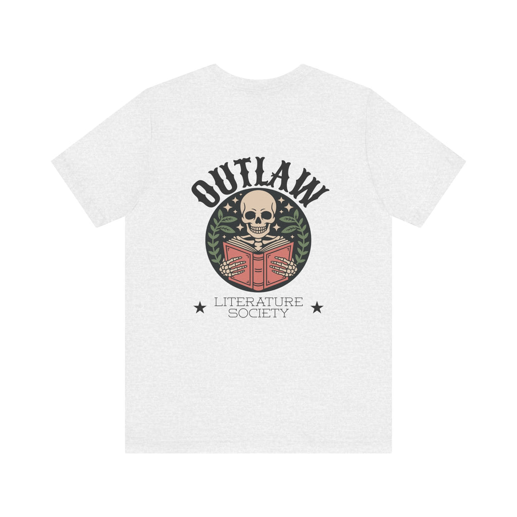 Outlaw Literature Society Tee — Skull Reading Graphic T-Shirt