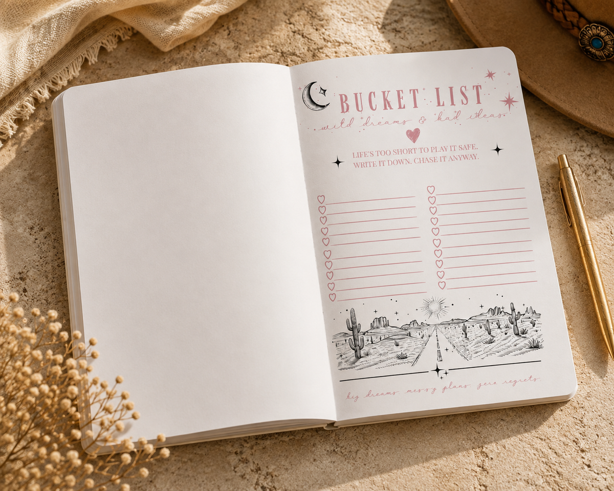 Reckless Darling Softcover Journal — Floral Bull Skull & Moon Lined Notebook