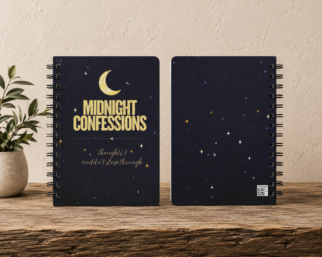 Midnight Confessions Spiral Journal — Night Sky Line Notebook for Late-Night Thoughts & Journaling