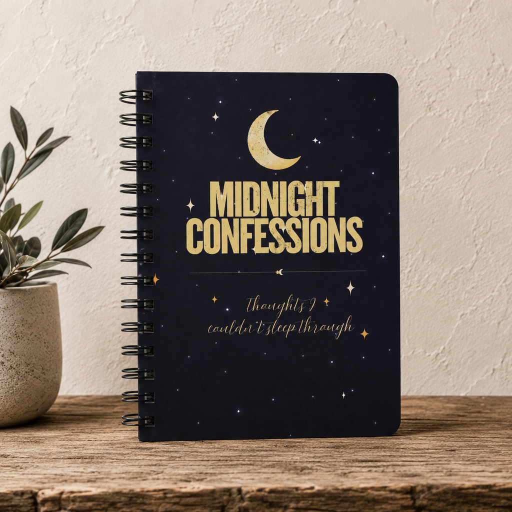 Midnight Confessions Spiral Journal — Night Sky Line Notebook for Late-Night Thoughts & Journaling