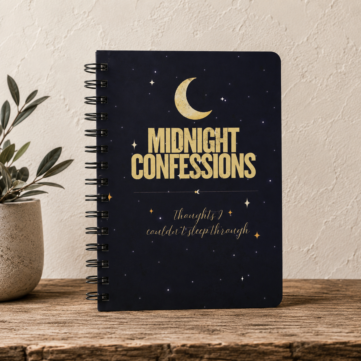 Midnight Confessions Spiral Journal — Night Sky Line Notebook for Late-Night Thoughts & Journaling
