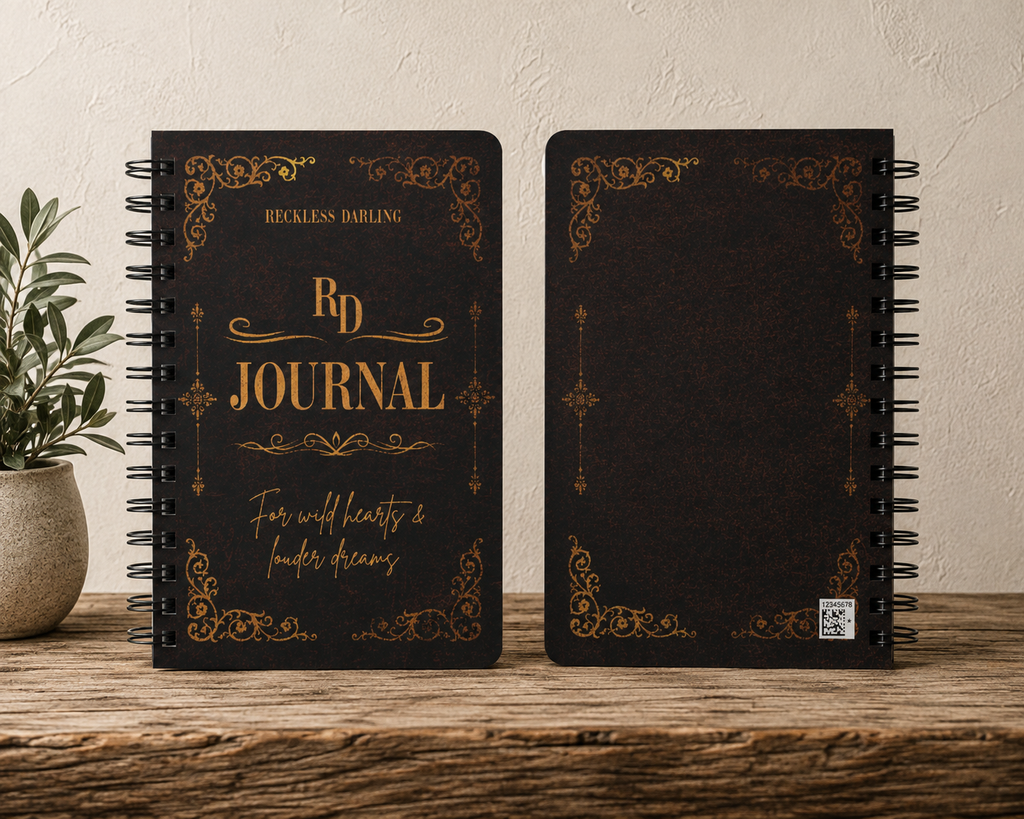 Vintage Gold Foil 'Reckless Darling' Spiral Journal — Lined Notebook for Wild Hearts & Loud Dreams