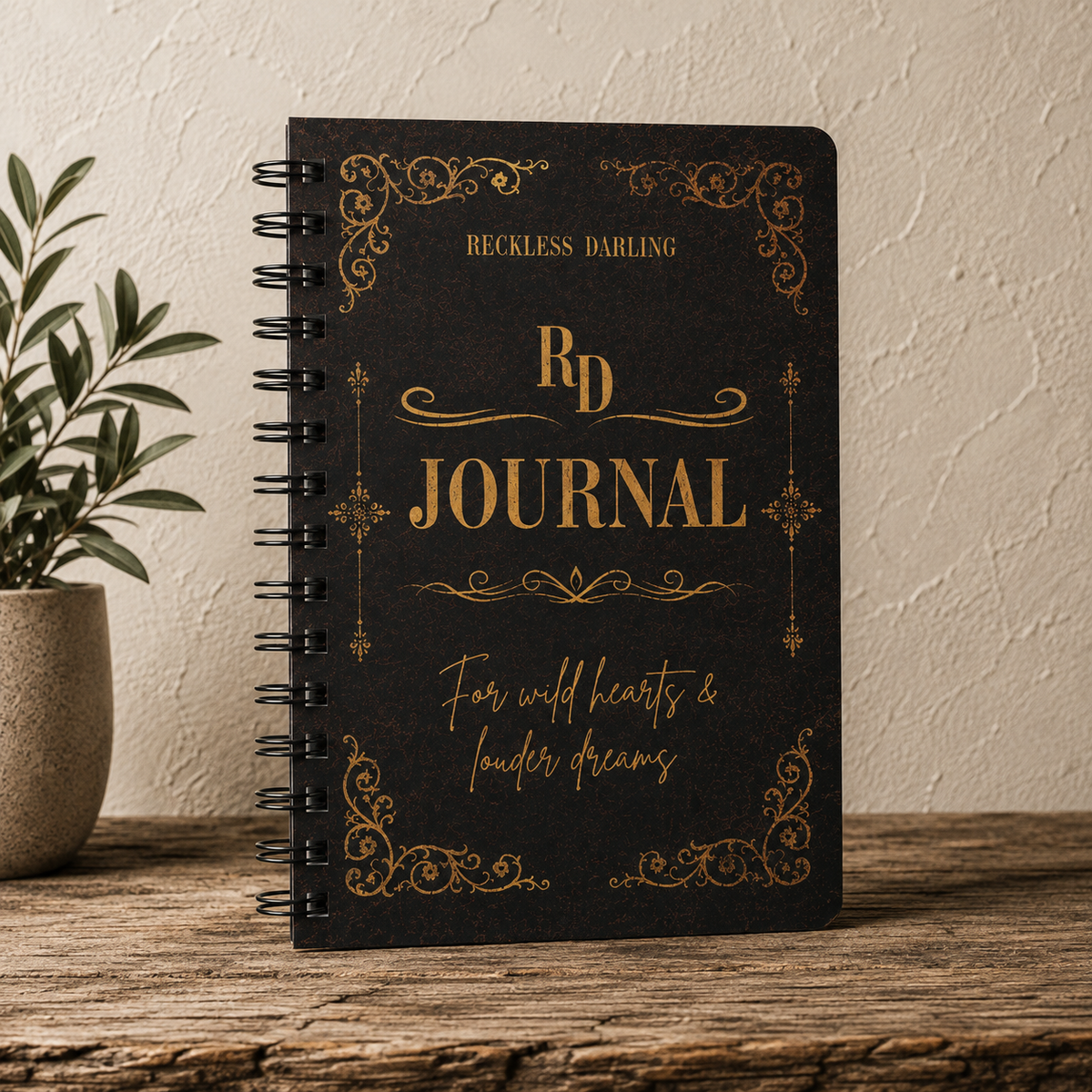 Vintage Gold Foil 'Reckless Darling' Spiral Journal — Lined Notebook for Wild Hearts & Loud Dreams