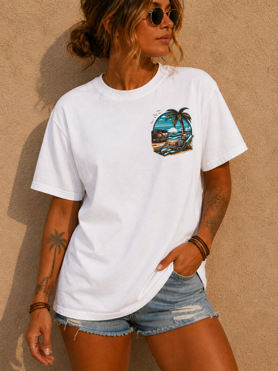 Graphic T-Shirt — "Reckless Darling: Tan Lines, Thick Thighs & Bad Decisions" Beach Van Design