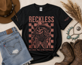 Reckless Skeleton Cowgirl T-Shirt — Vintage Biker Western Graphic Tee