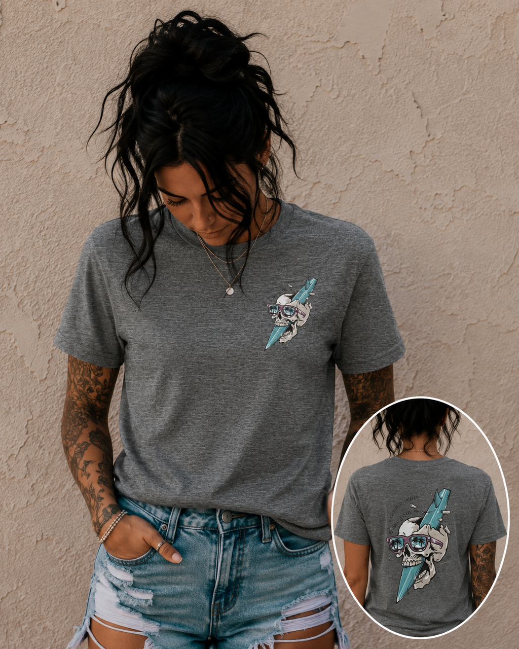 Skull Sunglasses Surfboard Tee — Retro Beach Skull Graphic T‑Shirt