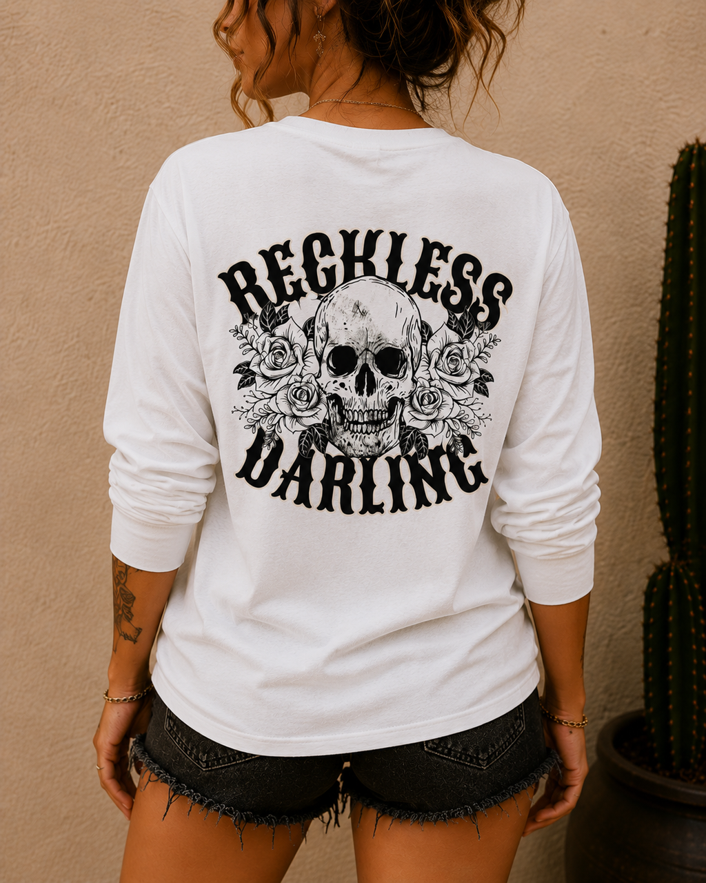 Reckless Darling Skull Long Sleeve Tee